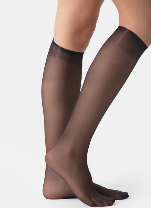 5 PACK: Podkolenky s transparentní špičkou | nadotec TEBE | 8 DEN černá