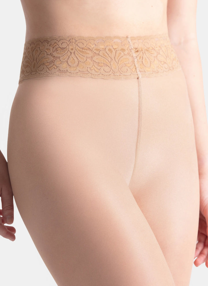 Punčochy s krajkovým pásem | nadotec KRÁSY | 30 DEN béžová