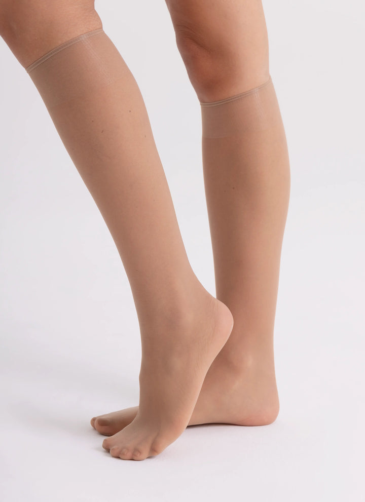 5 PACK: Podkolenky z odolnější příze | nadotec VŠEDNÍHO DNE | 12 DEN béžová