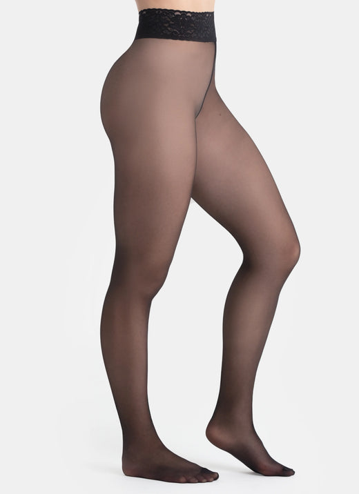 5 PACK: Punčochy s krajkovým pásem | nadotec KRÁSY | 30 DEN černá