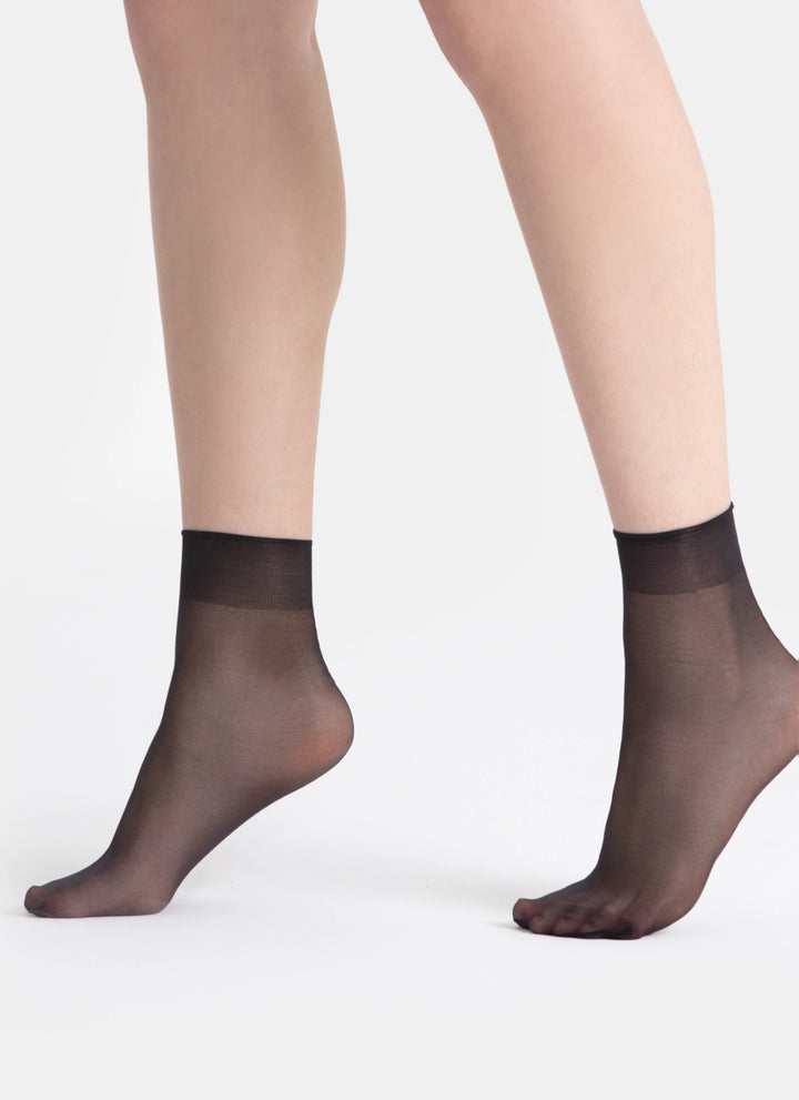 5 PACK: Ponožky s transparentní špičkou | nadotec ZEMĚ | 8 DEN černá