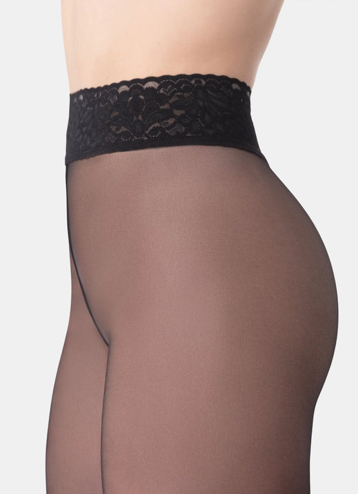 Punčochy s krajkovým pásem | nadotec KRÁSY | 30 DEN černá