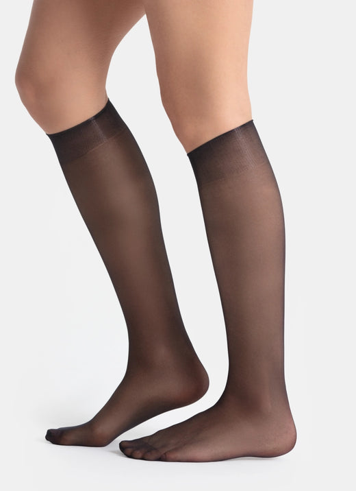 Podkolenky s transparentní špičkou | nadotec TEBE | 8 DEN černá